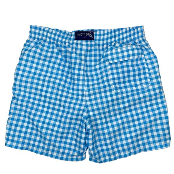 Michaels Swimwear Gingham Check Swim Trunk Shorts Blue White Size L - Picture 6 of 9